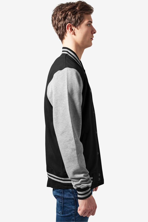 College-Sweatjacke - Schwarz + Grau