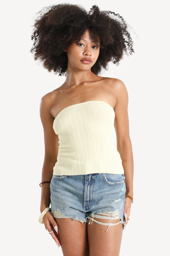 Top in maglia a fascia a coste - giallo chiaro