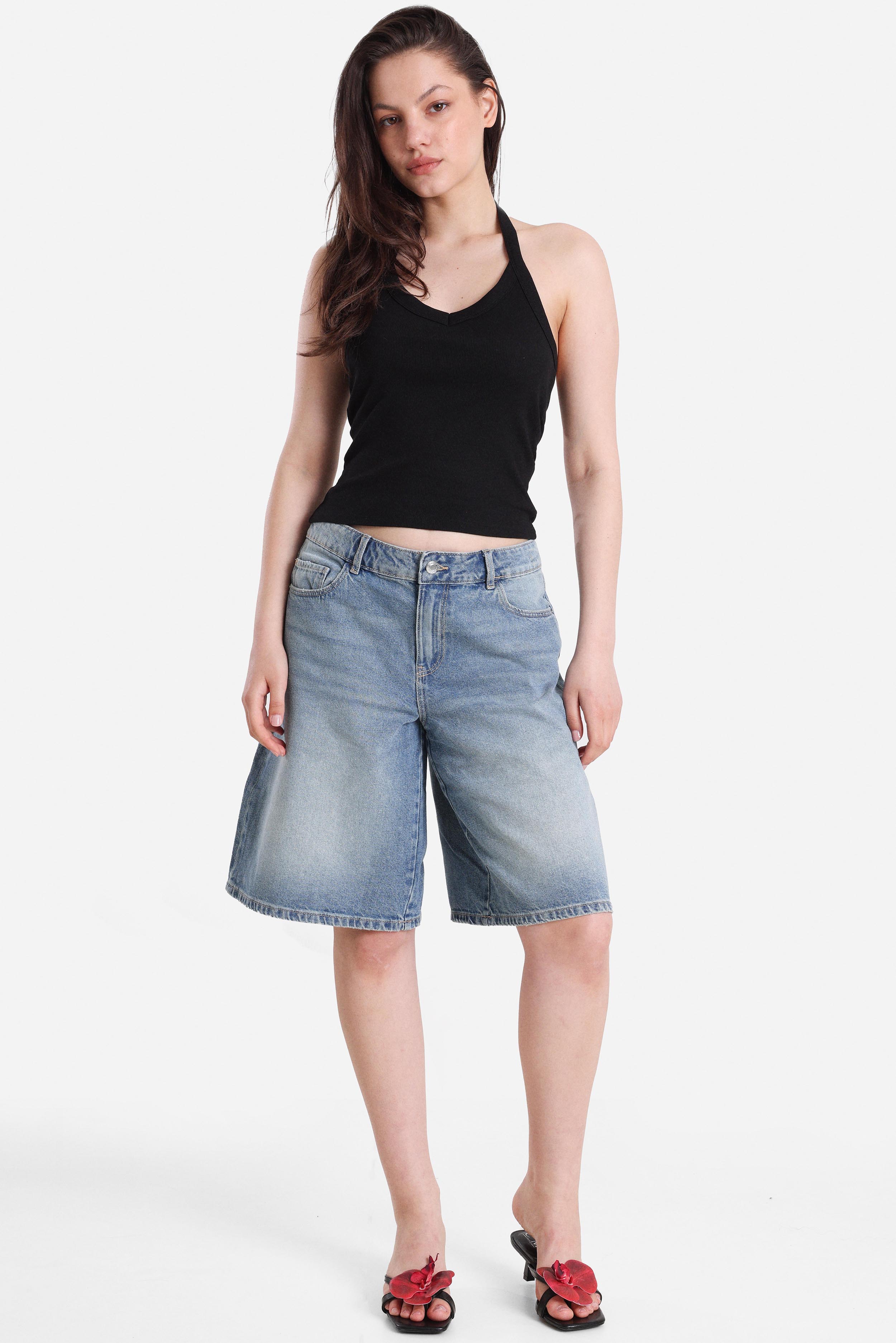 Jeans Bermudashorts - Medium Indigo Wash