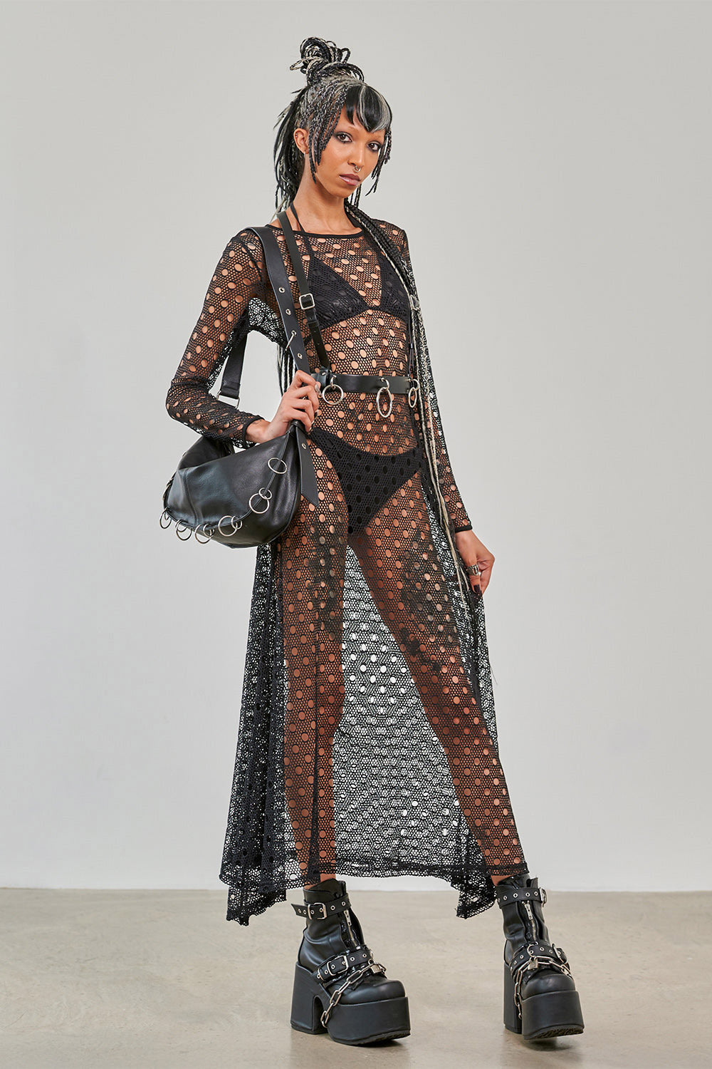 Arcane Empress Langes Netzkleid - Black