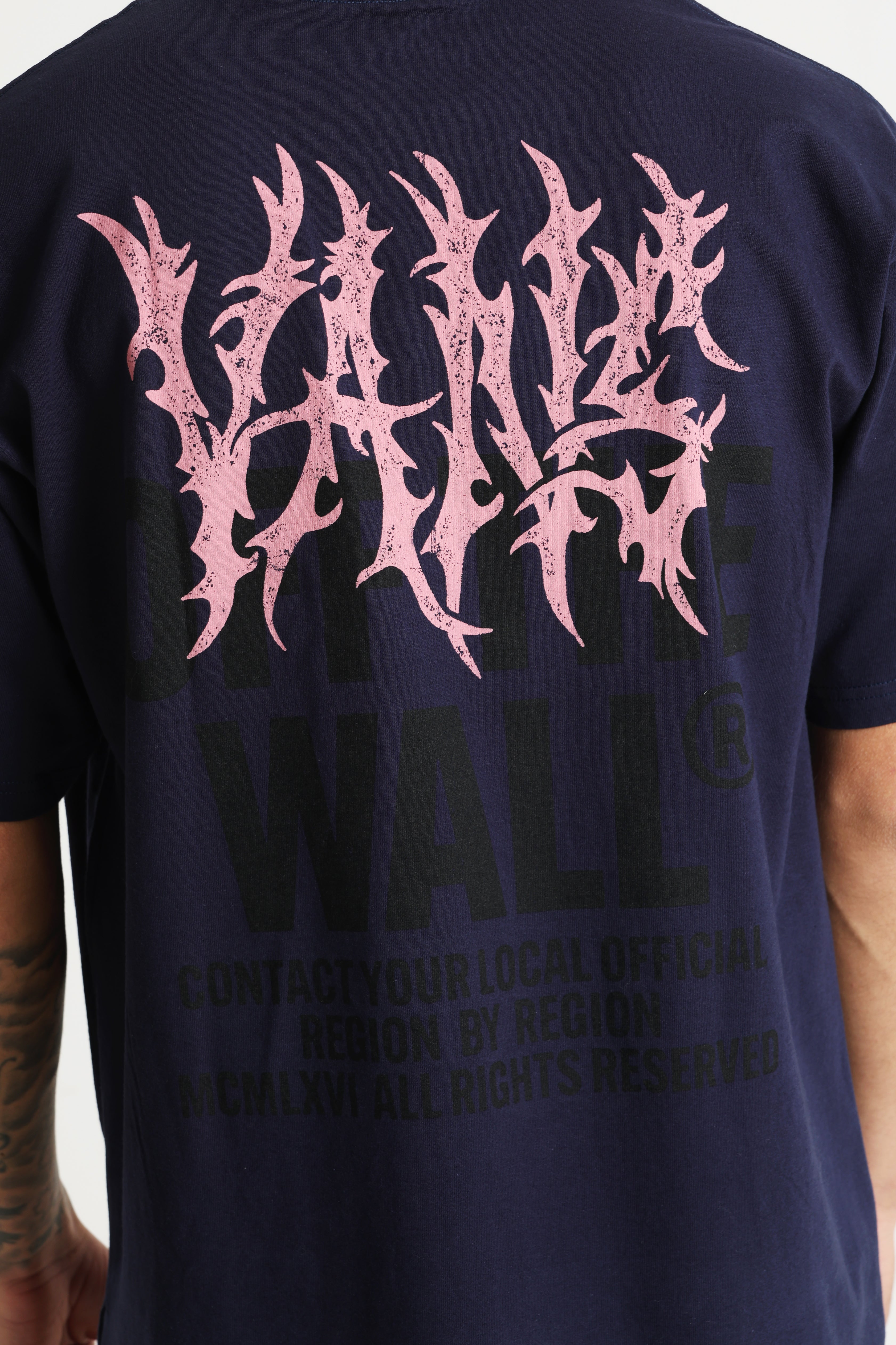 Metal Wall Oversize T-Shirt - Navy