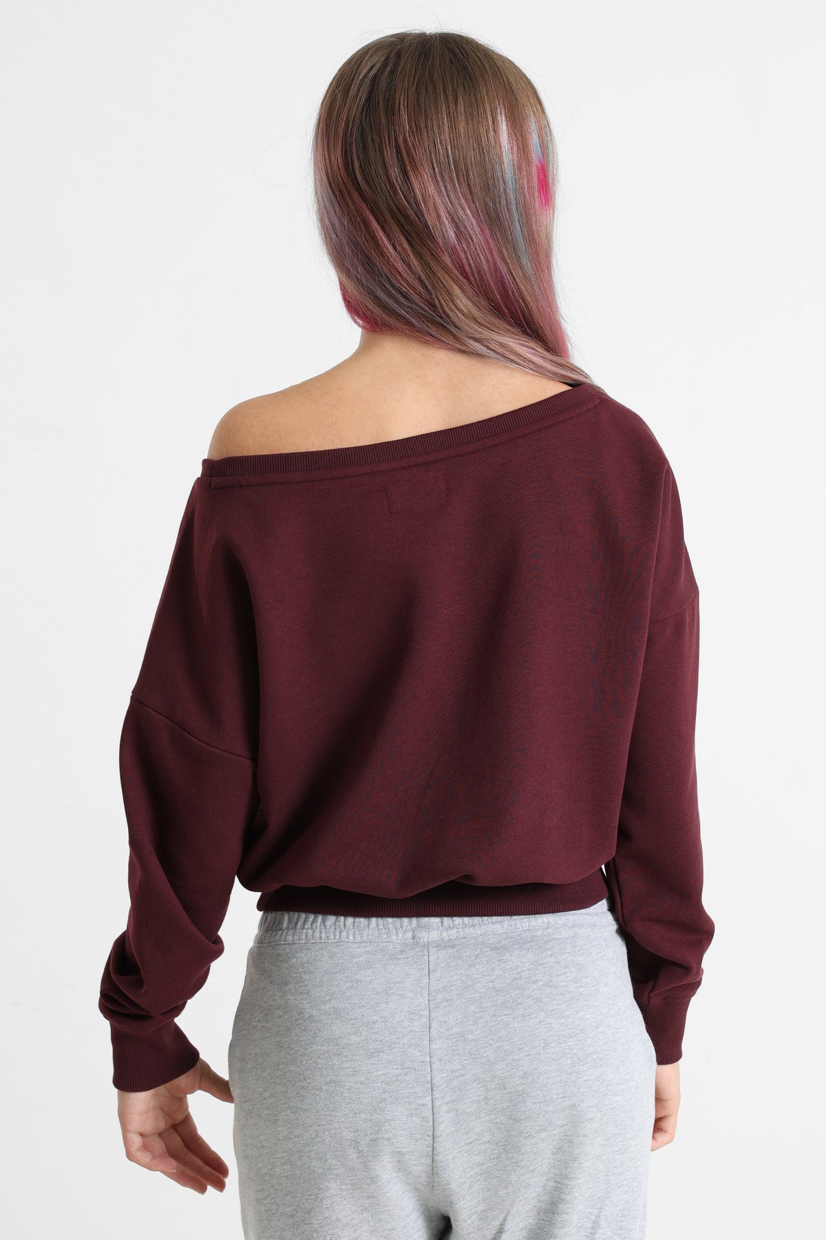 Sweatshirt off shoulder - Burgundy