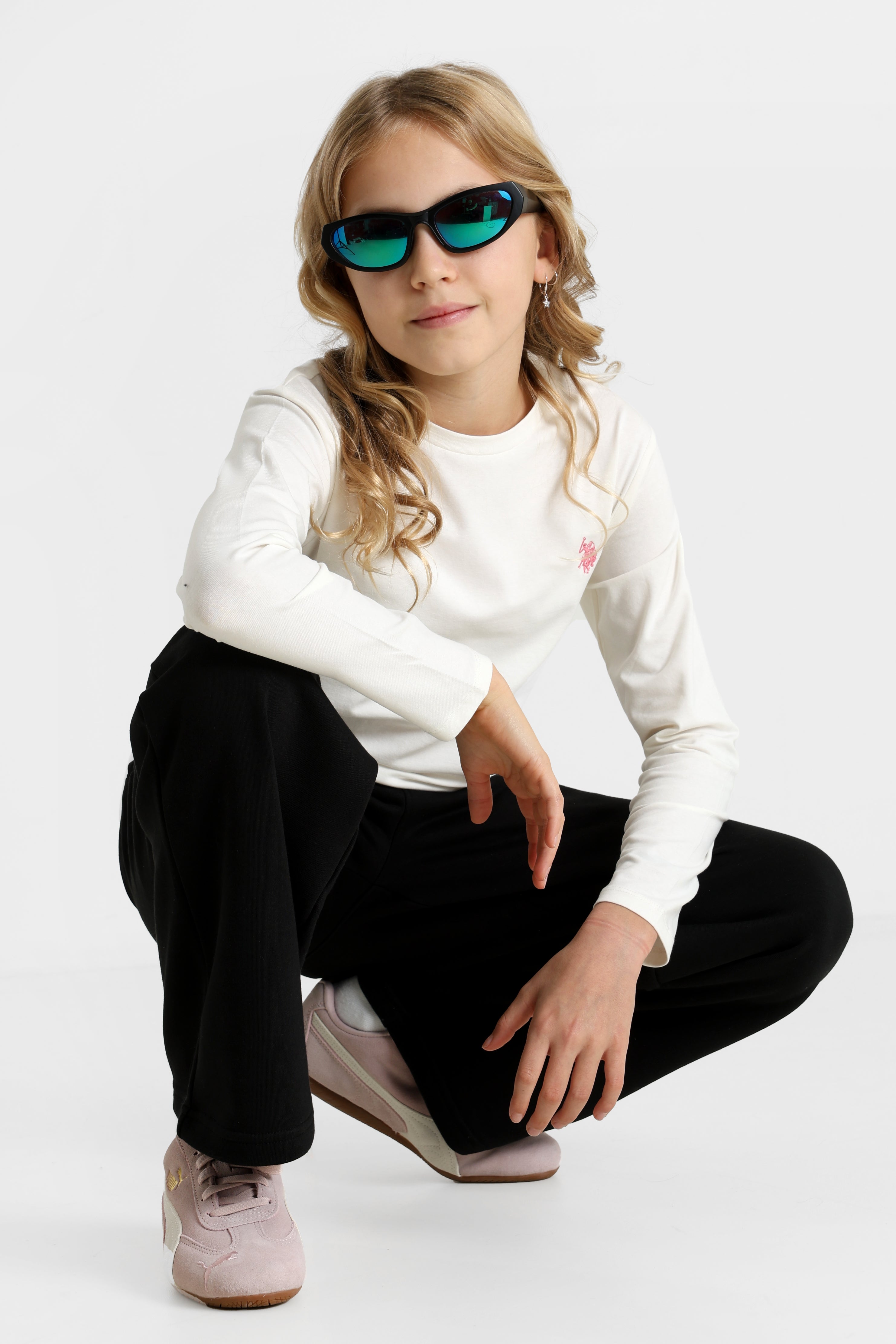 Chemise bleue à manches longues - blanc cassé