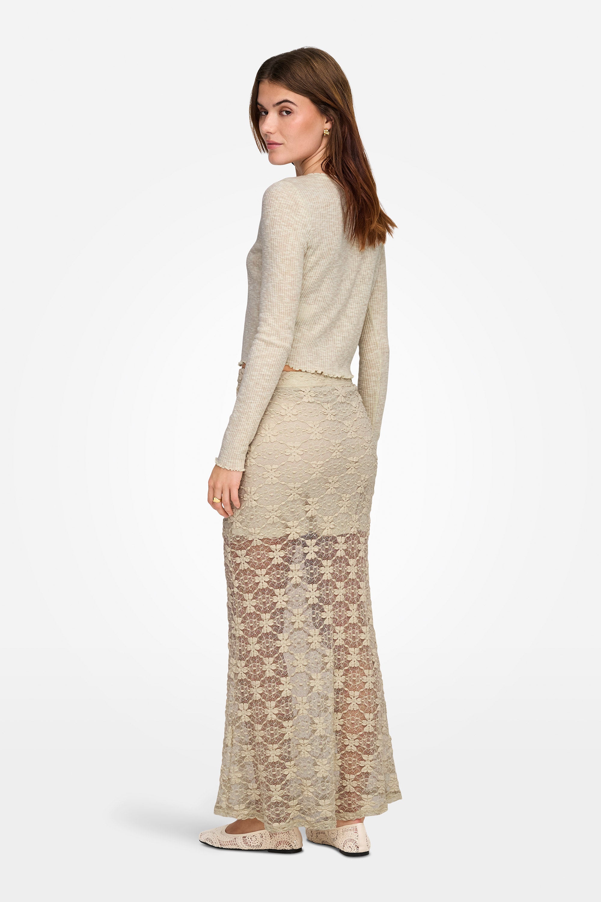 ONLPEARLINA long lace skirt - Birch
