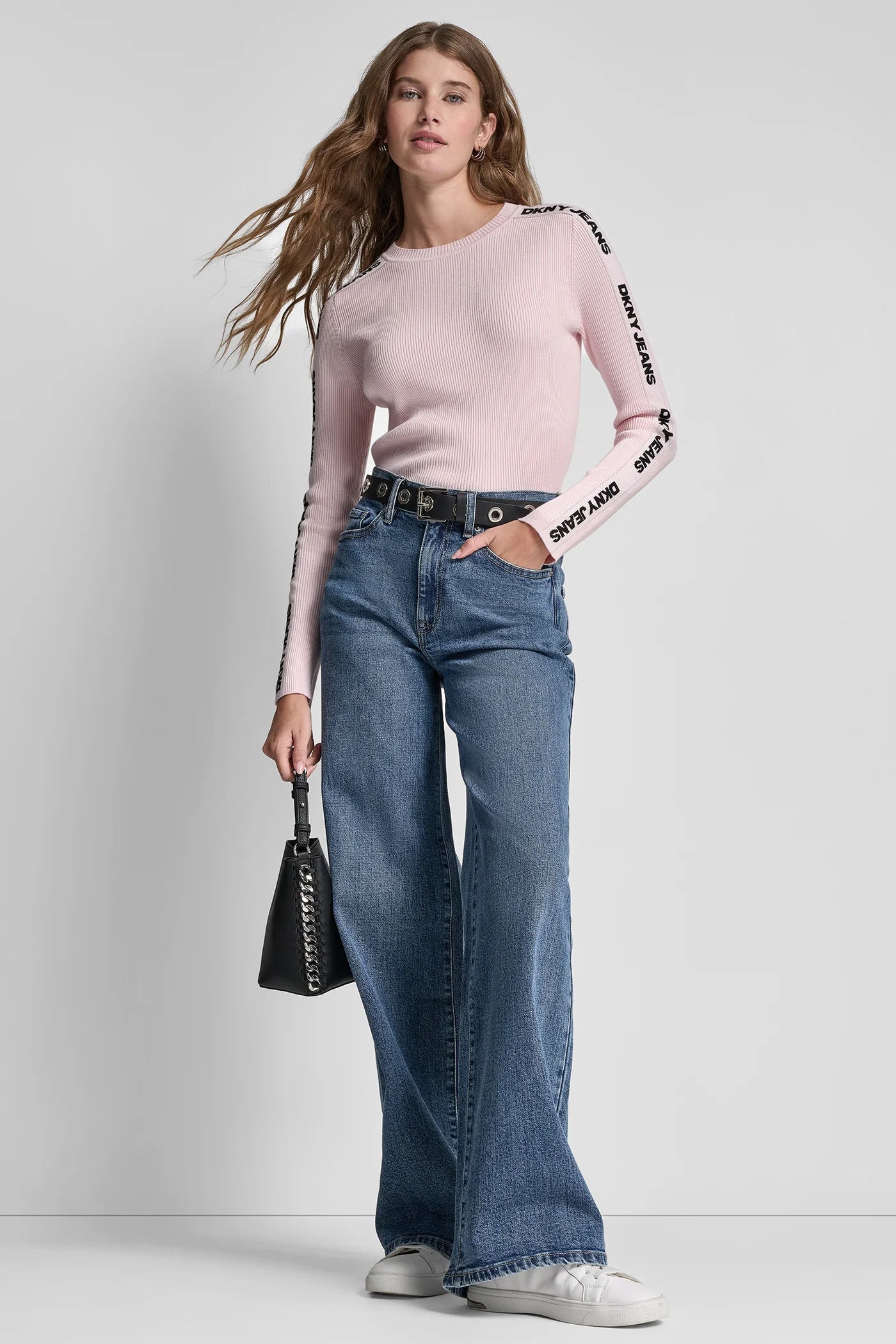 Maglione in maglia fine a coste - Pink Moon