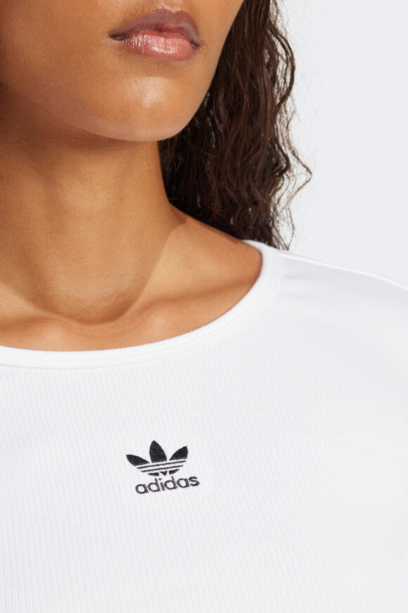 Camicia corta a coste maniche lunghe - White