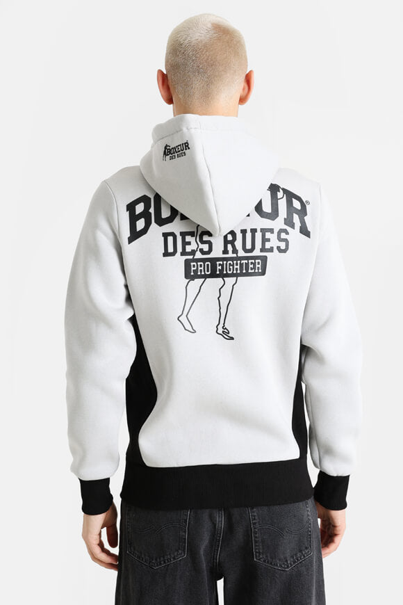 Kapuzensweatjacke - Light Grey + Black