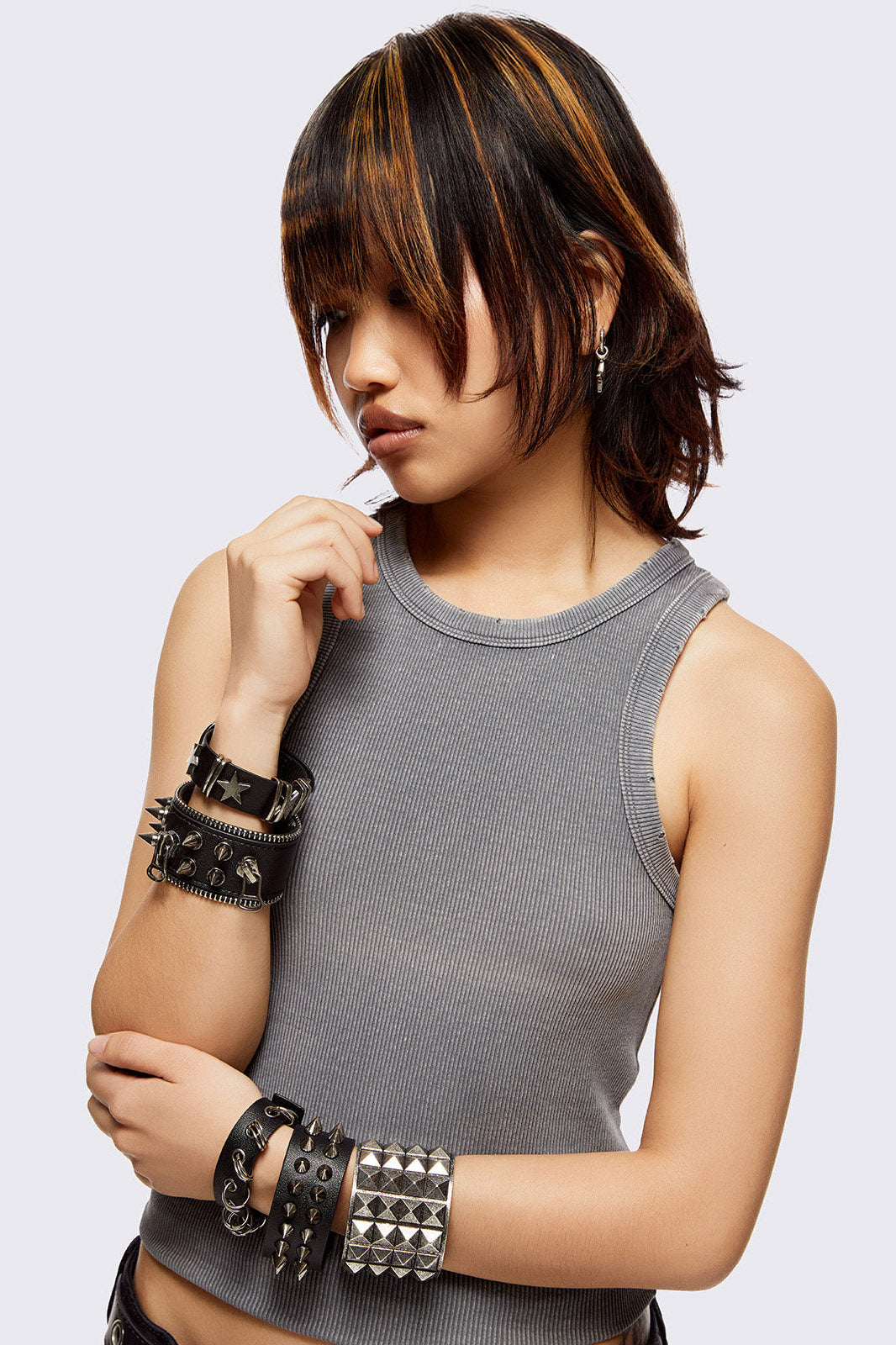 Lot de 5 bracelets - Oxidized Silver + Black