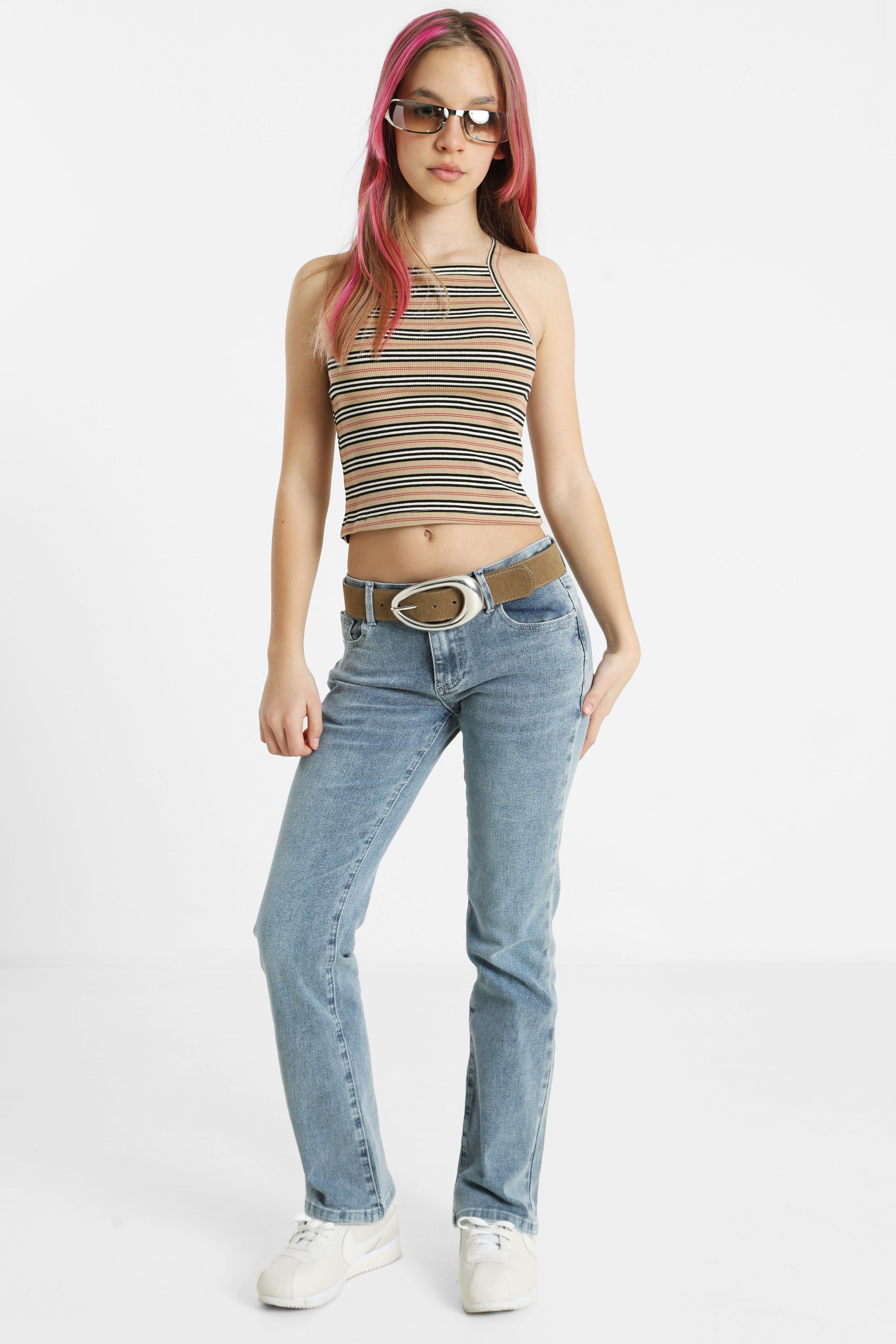 Cropped ribbed top - Beige