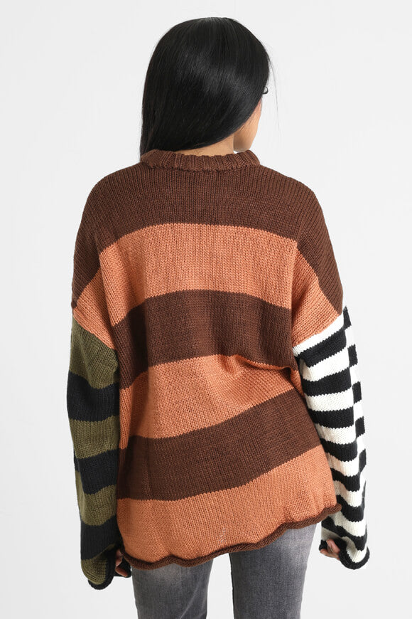 Vertex Oversize Grobstrickpullover - Mehrfarbig