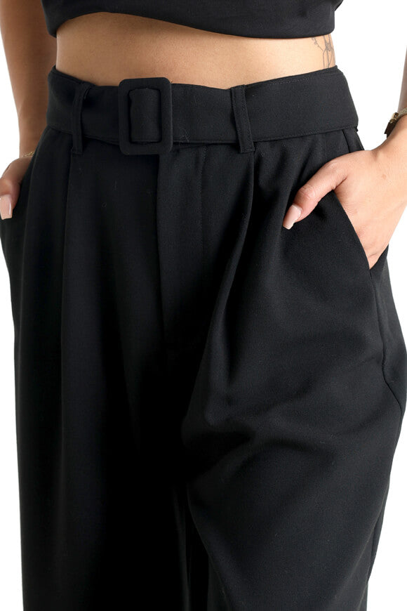 Wide Leg Hose - Schwarz