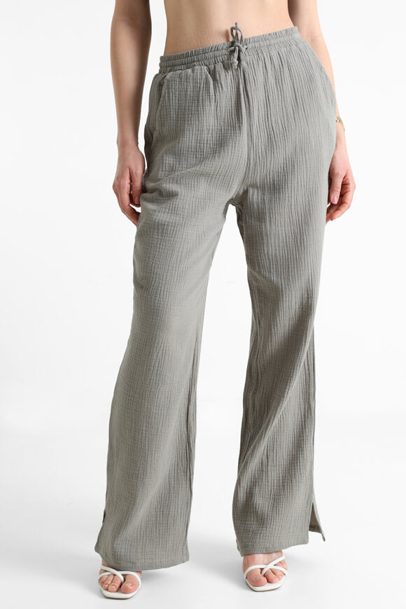 Pantalon large en mousseline - kaki clair