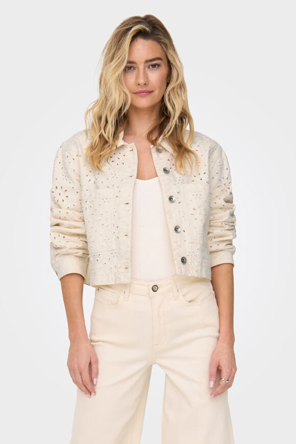 ONLELSA Veste en jean ajourée - Cloud Dancer