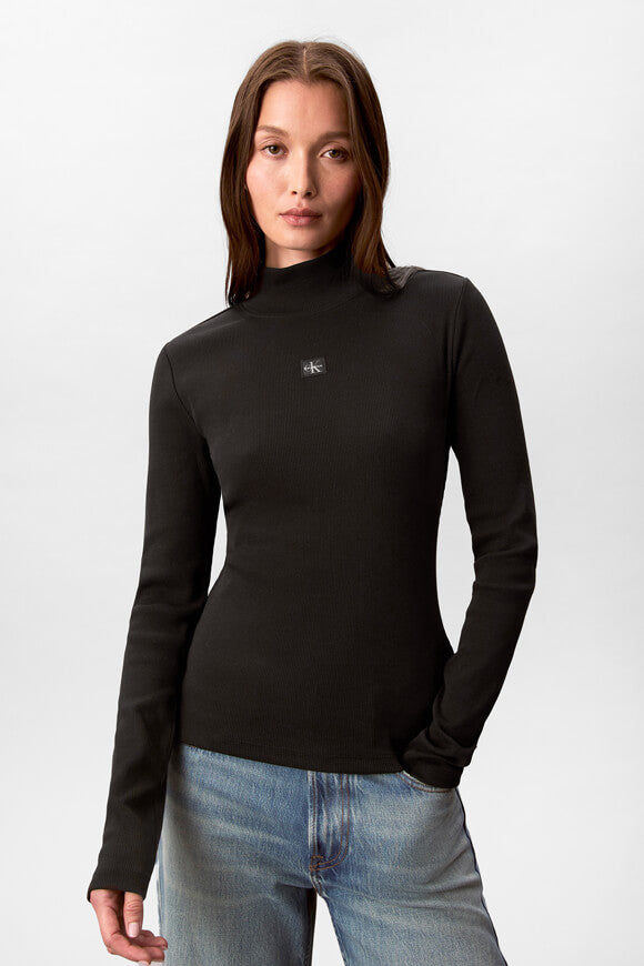 Geripptes Langarmshirt - Black