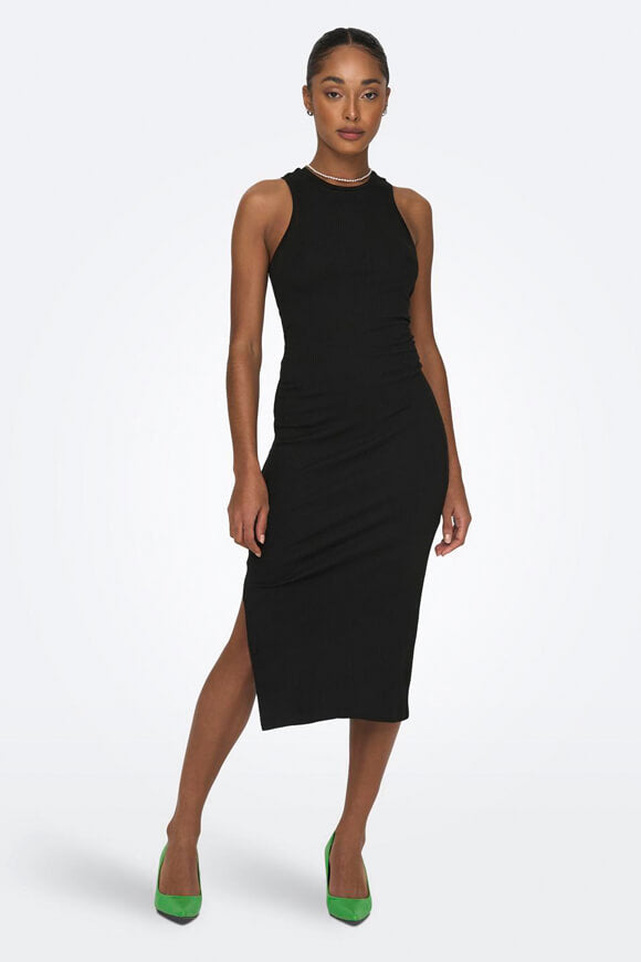 Belfast Ribbed Midi Dress - Black