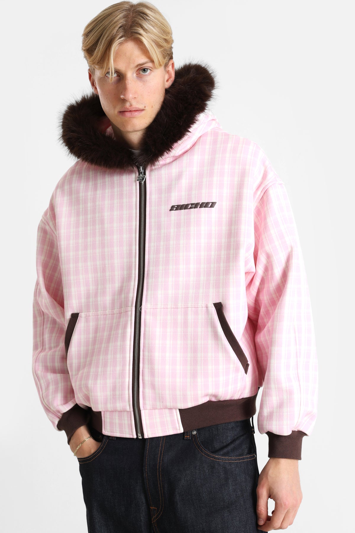 Veste bomber légère - Rose clair + Ecru