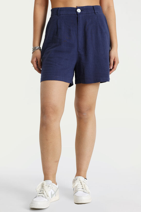 Pantaloncini in lino - Blu navy