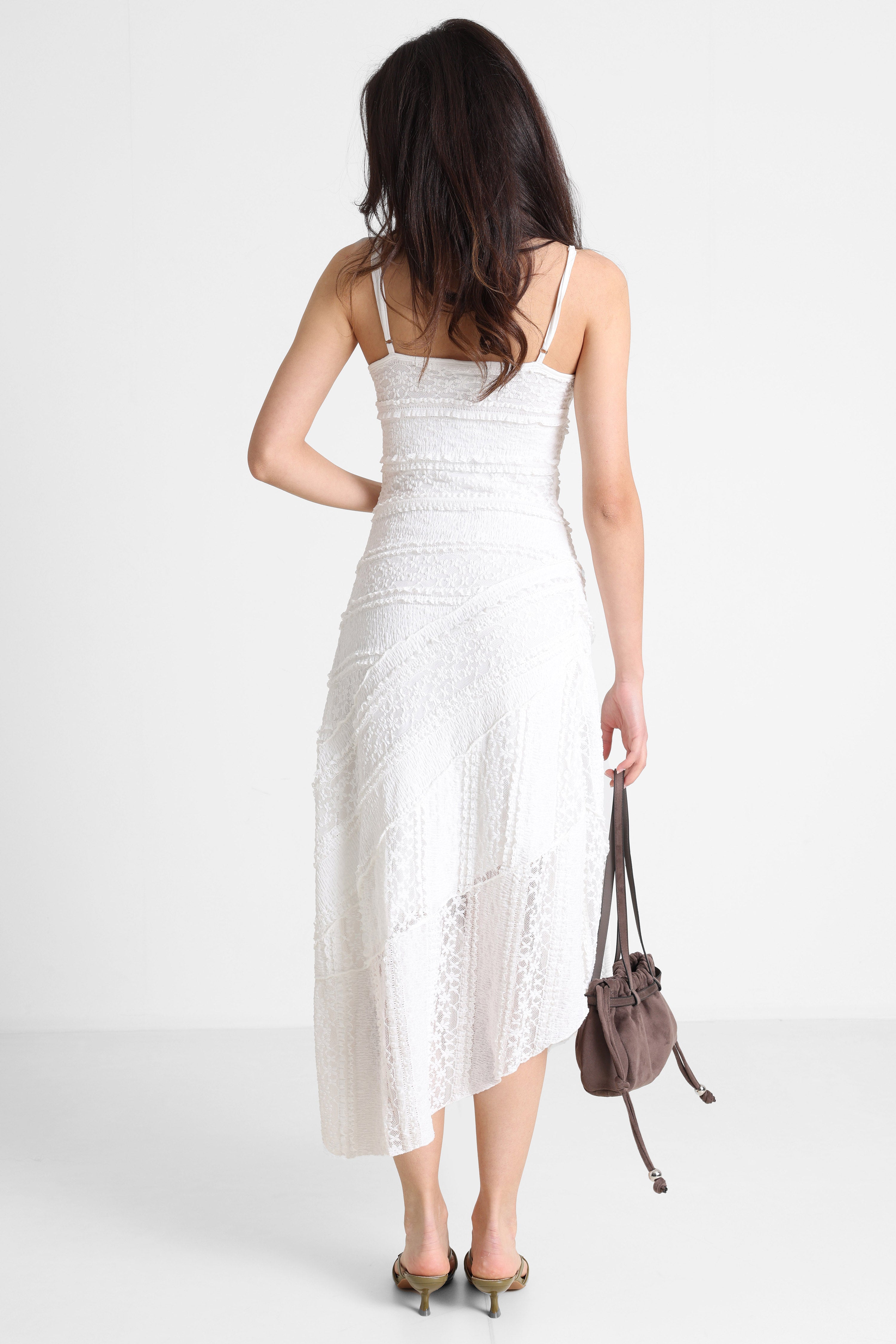 Robe midi en dentelle - Ecru