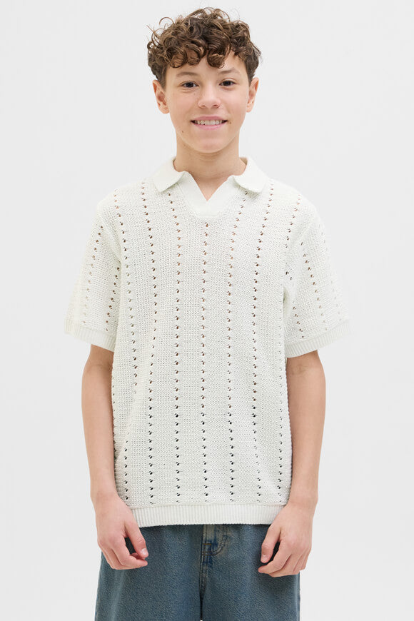 JORPAROS knitted polo shirt - Sea Salt