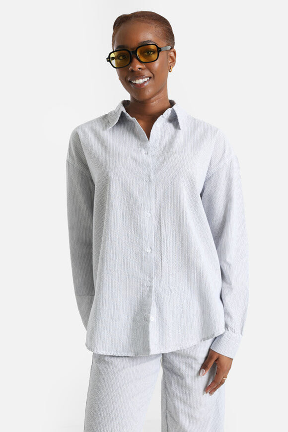 Oversized seersucker shirt - black + white