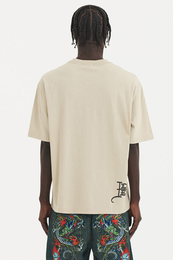 Snake and Skull Fire T-Shirt - Beige