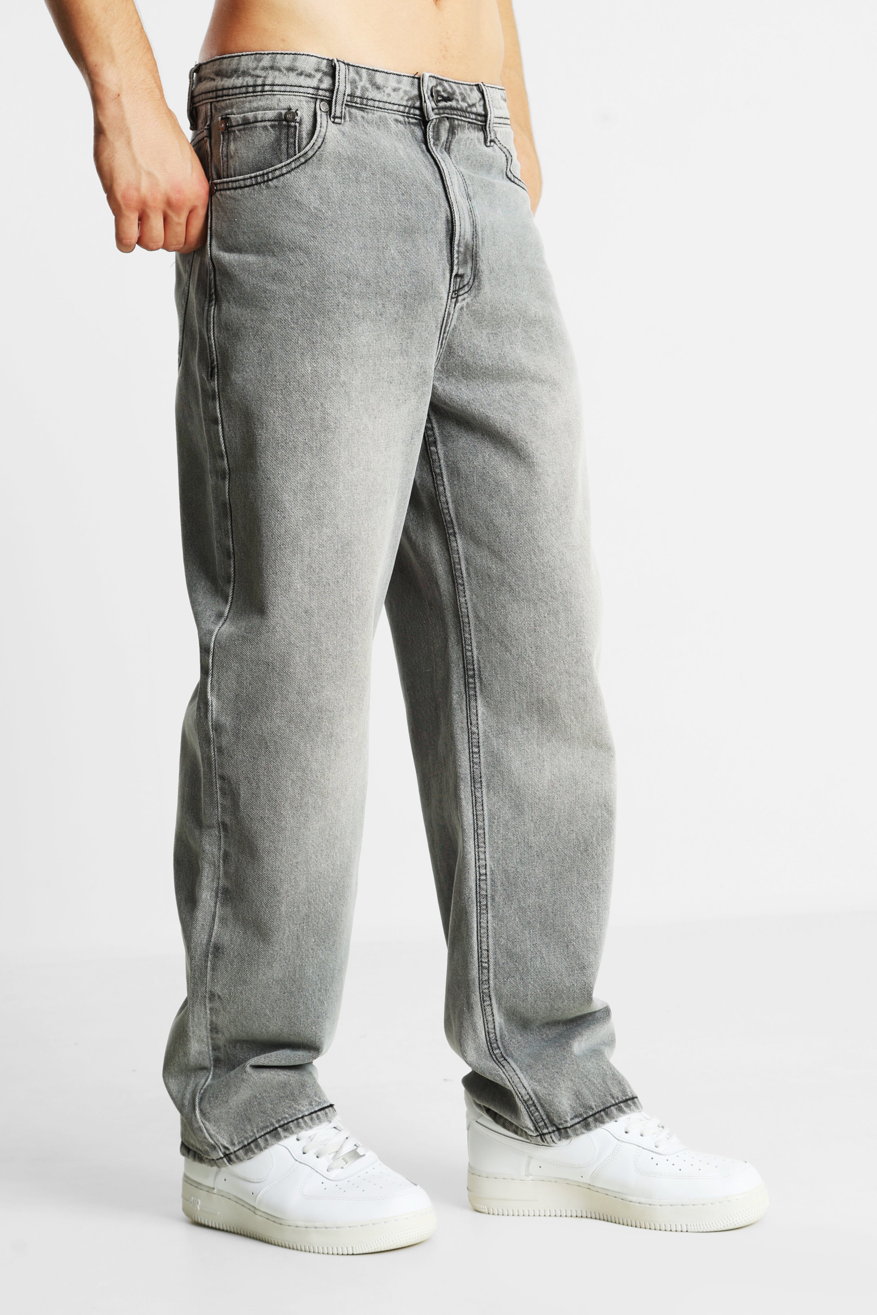 Baggy Fit Jeans - Grau Denim