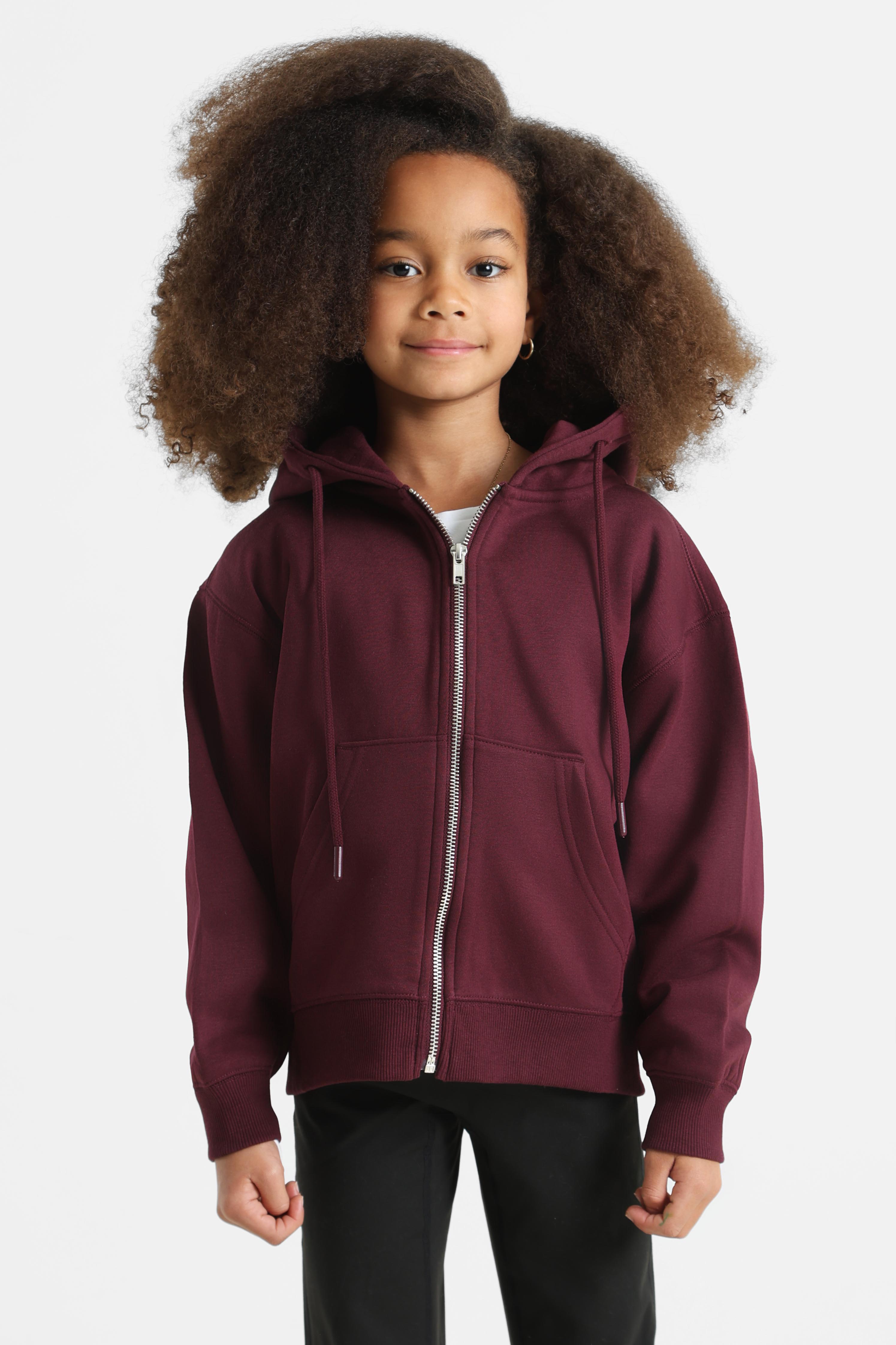 Sweat ample zippé à capuchon - Bordeaux