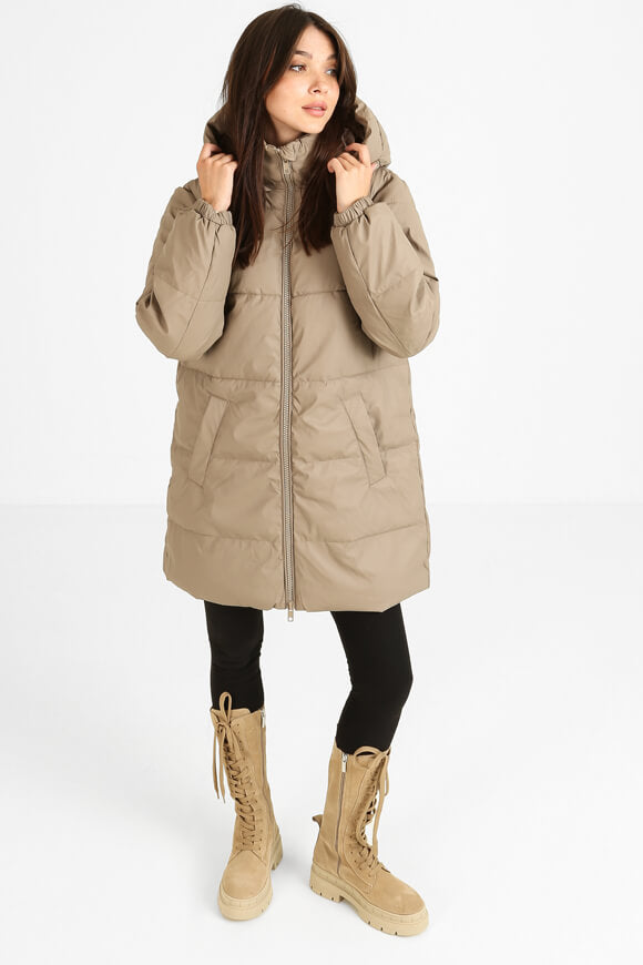 Kunstleder Puffermantel - Hellbraun