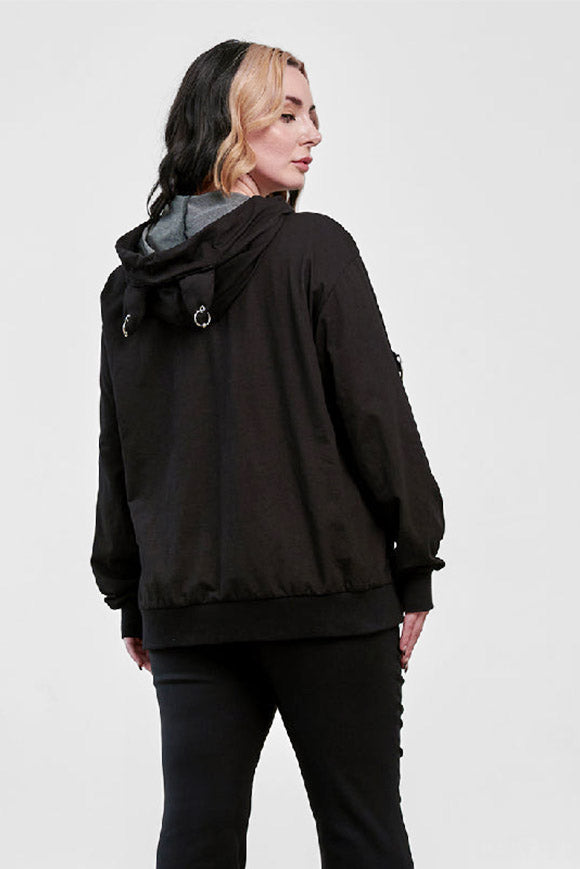 Kapuzensweatjacke - Black