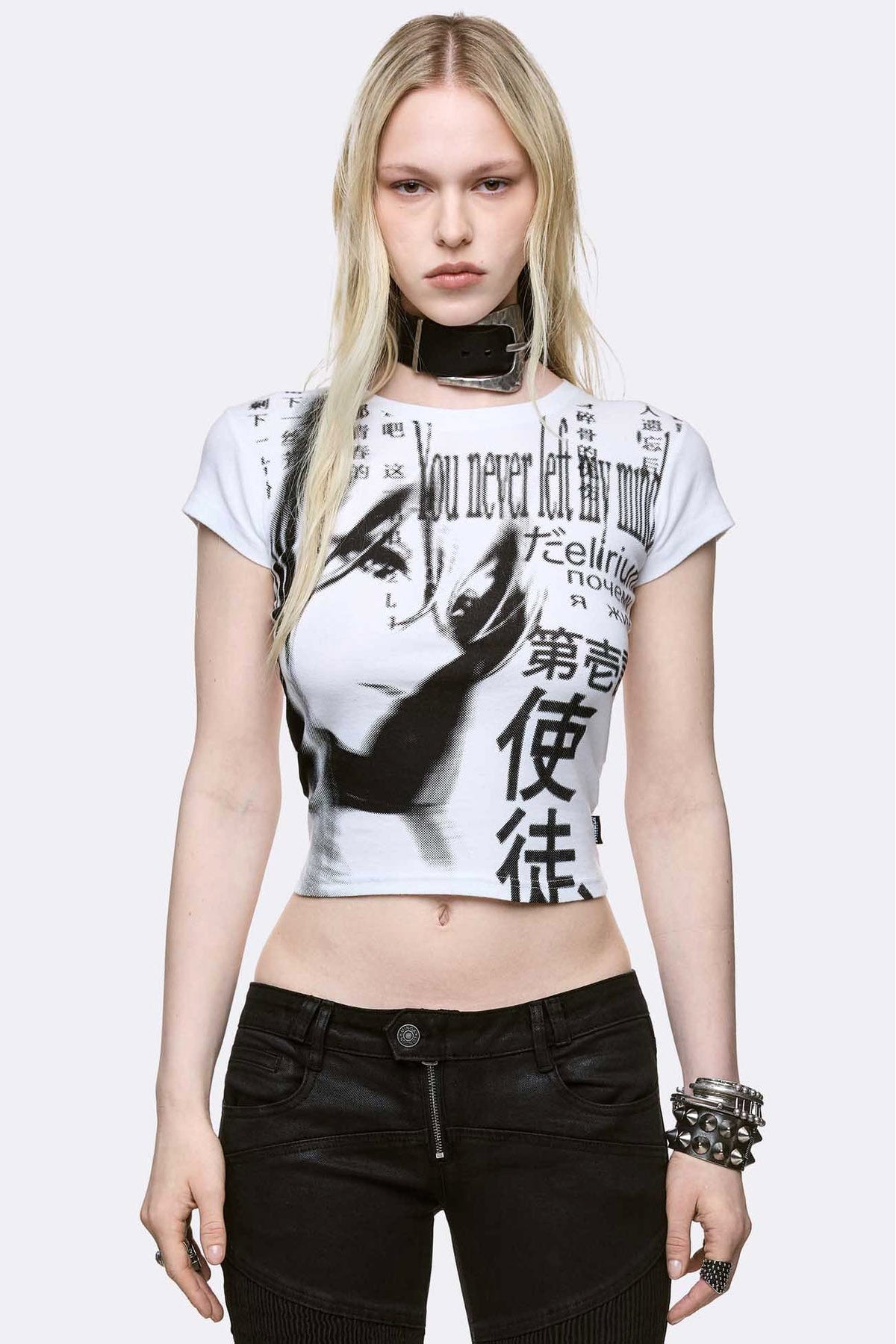 Mind Glitch Crop T-Shirt - White