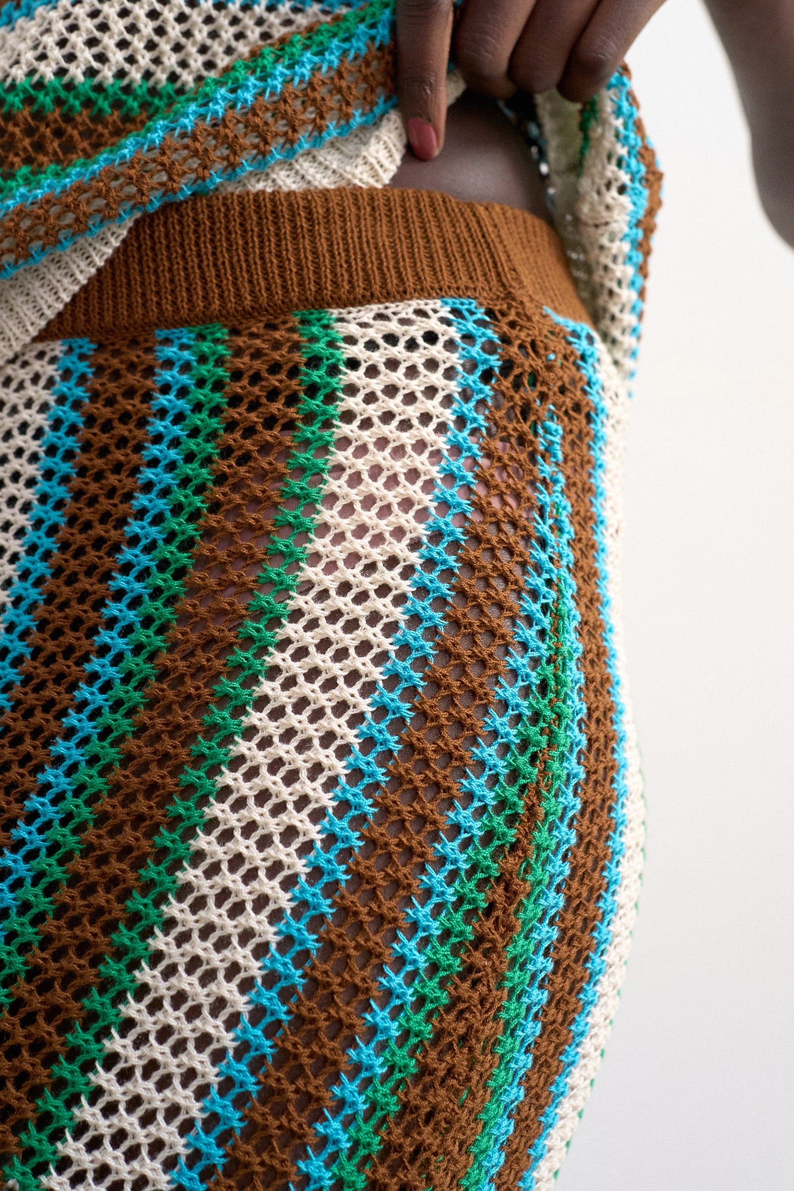 TSINGVILD jupe longue en crochet - Classic Blue + Brown