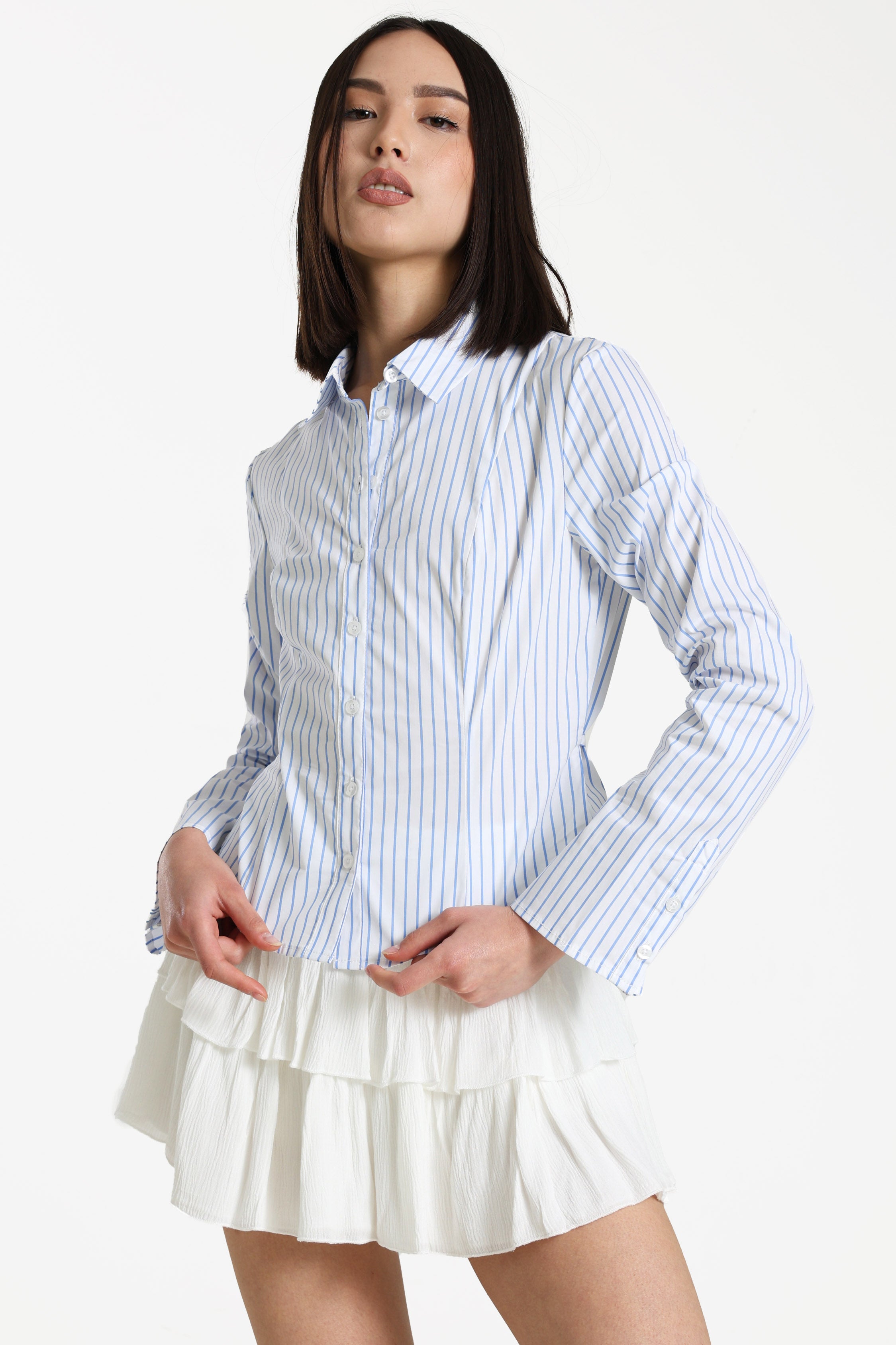 Shirt - White + Bleu clair