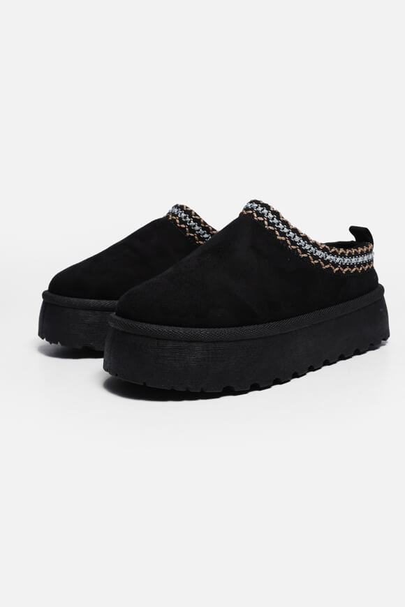 Lined platform slip-on shoes - Black