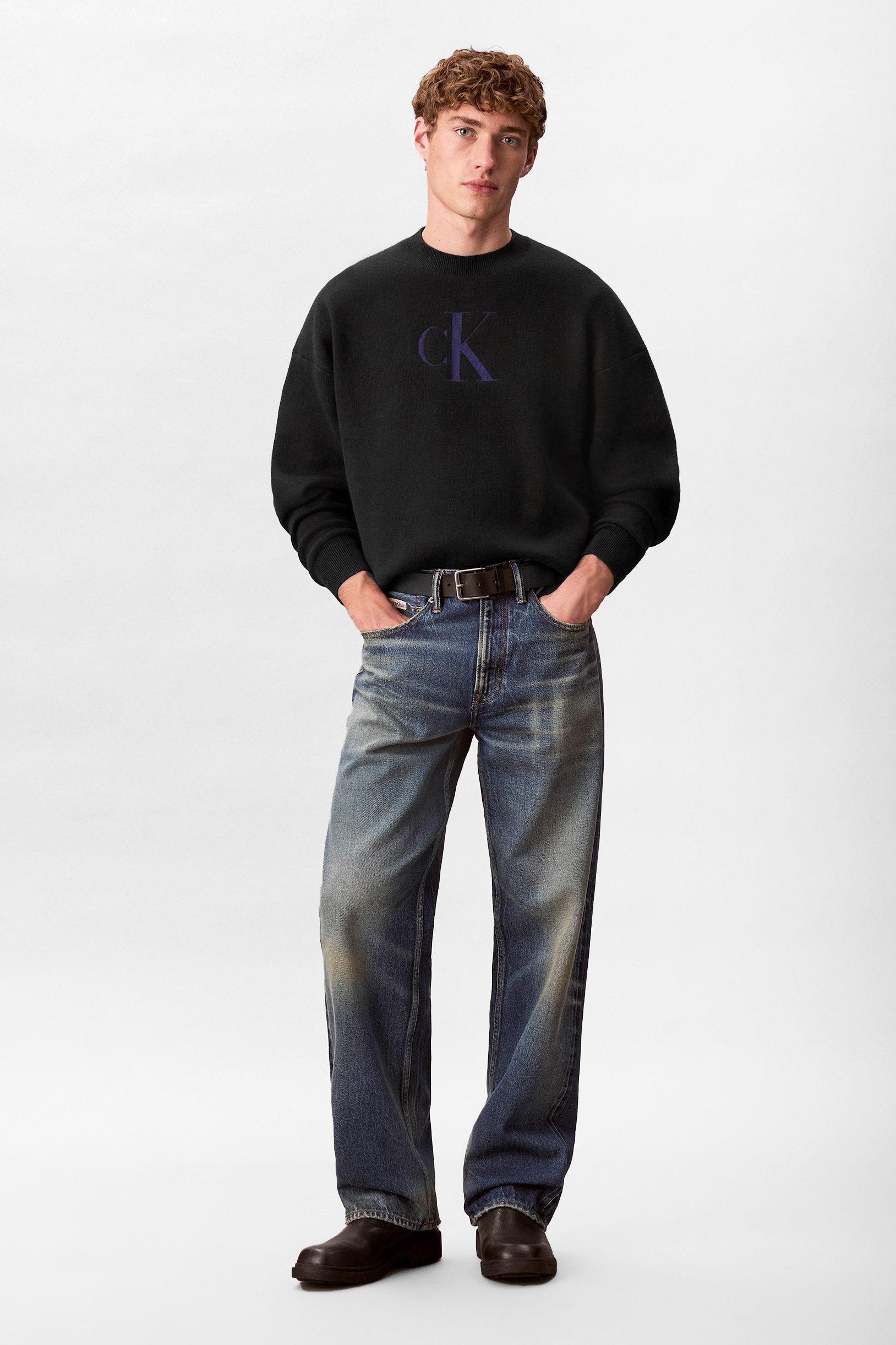 Pull ample en tricot - Black