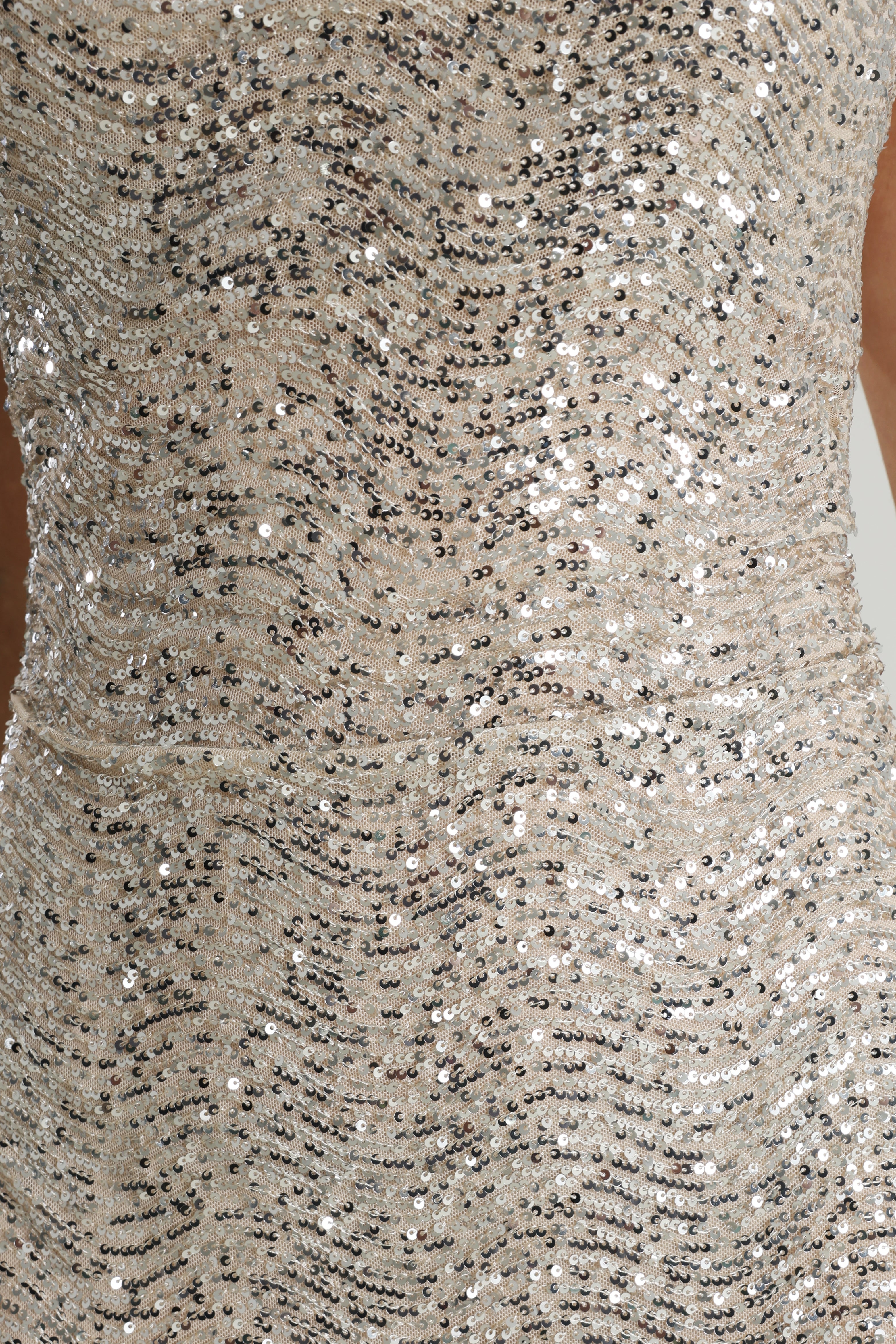 Sequin maxi dress - light beige + silver