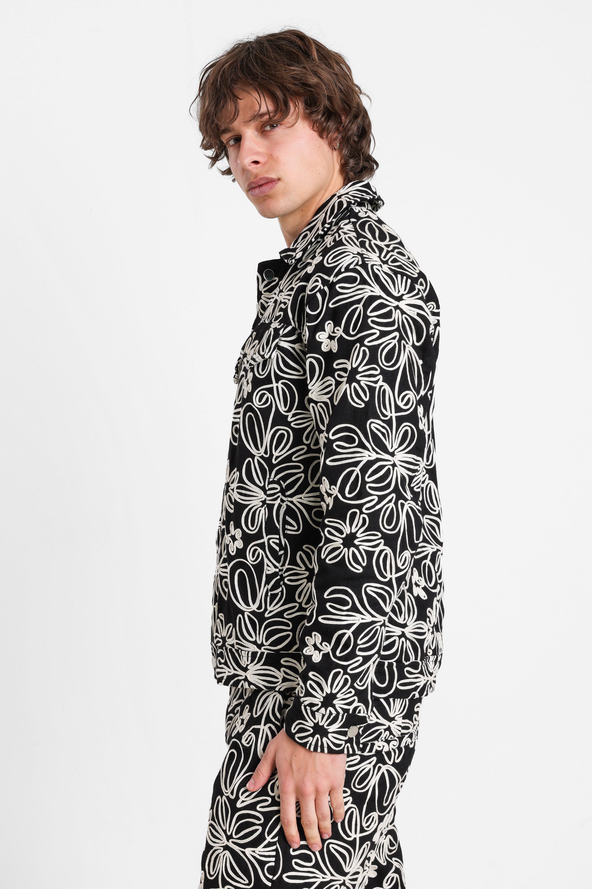 Leichte Jacke aus Twill - Black + Offwhite