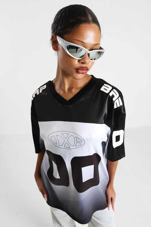 Satin Oversize T-Shirt - Schwarz + Weiss + Grau