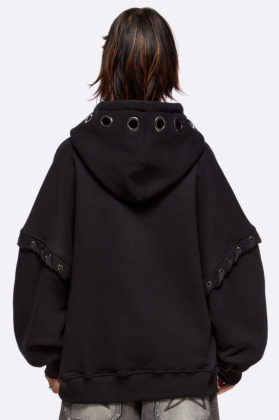 Threadeye Oversize Kapuzensweatjacke - Black