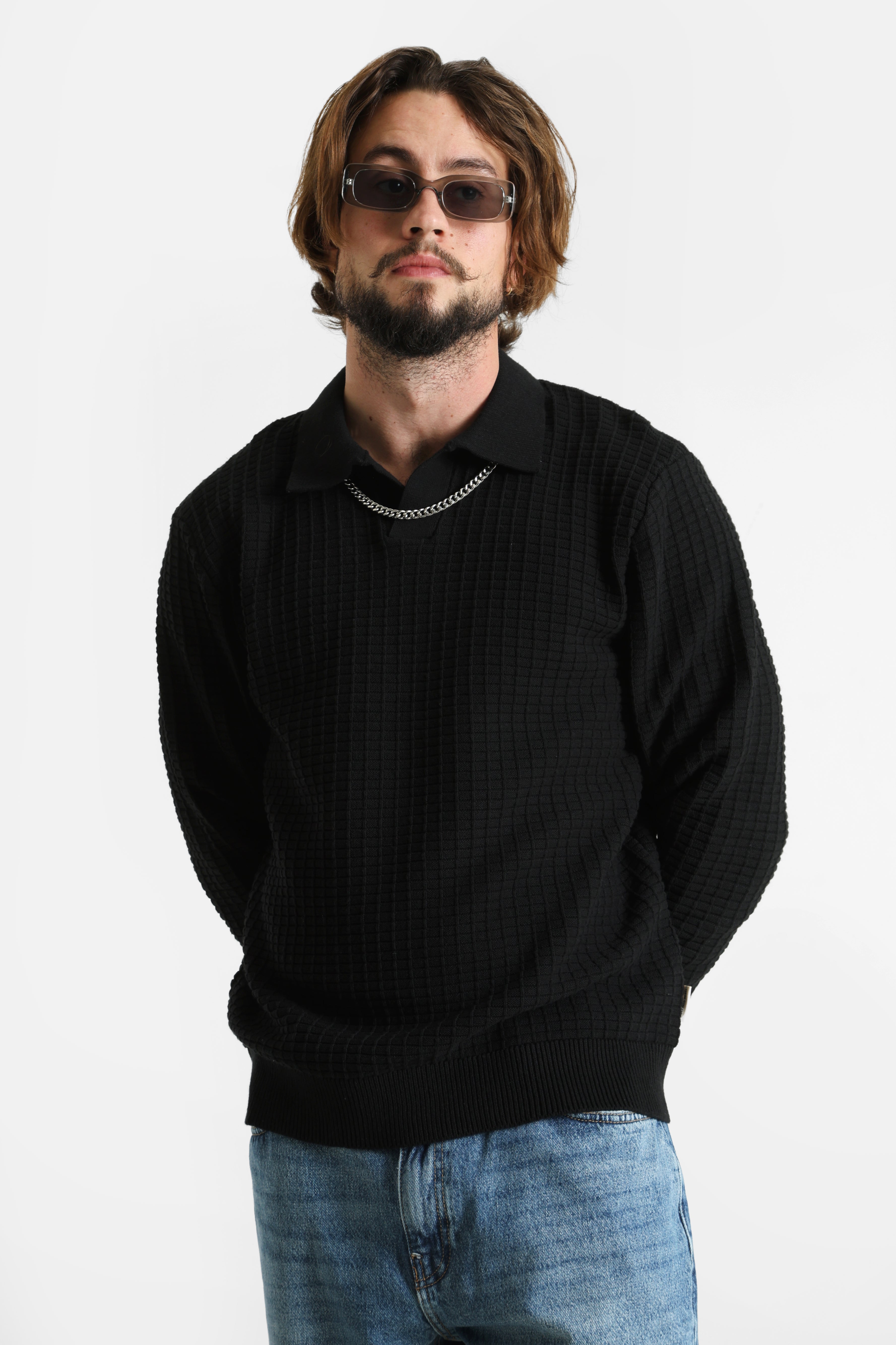 RRKELVIN pull en tricot fin - Black