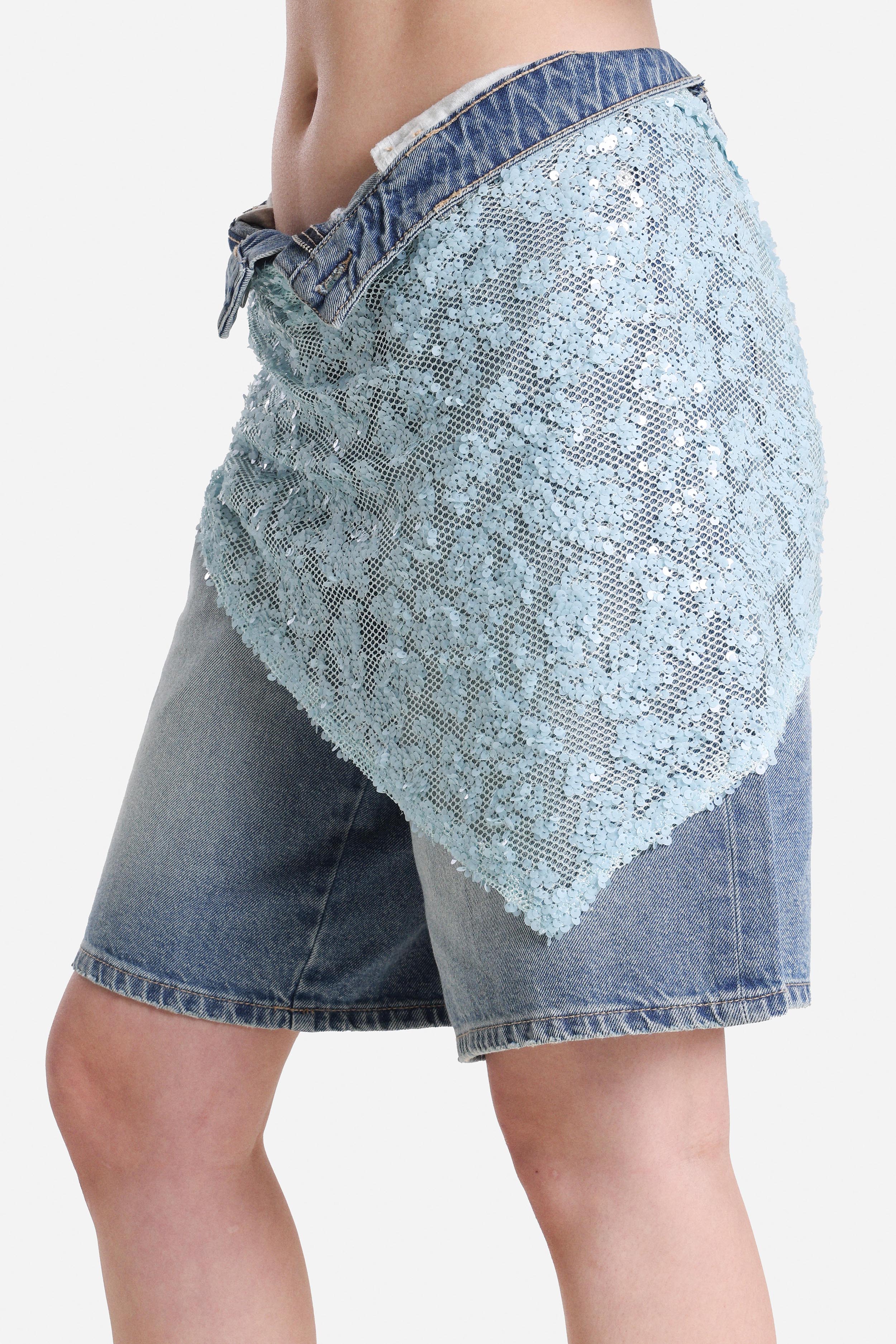 Pailletten-Tuch / Foulard - Hellblau