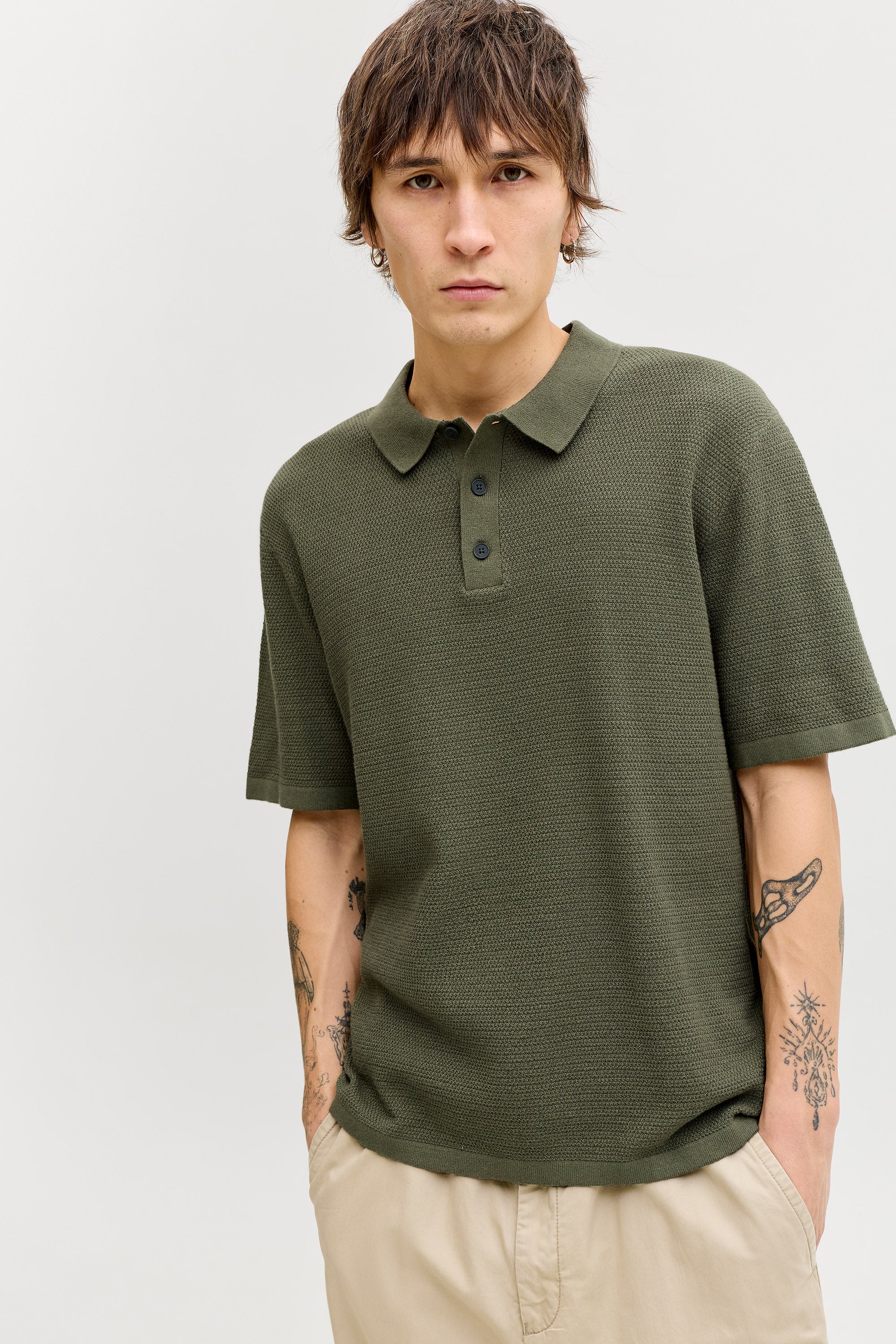 JJEGEORGE polo en tricot - Dusty Olive