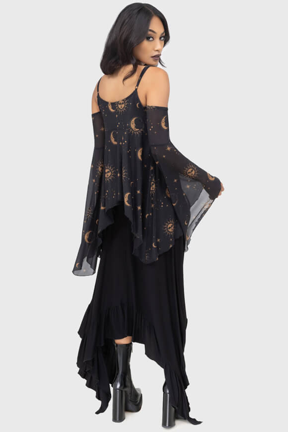 Nocturnova Off Shoulder Mesh Top - Black