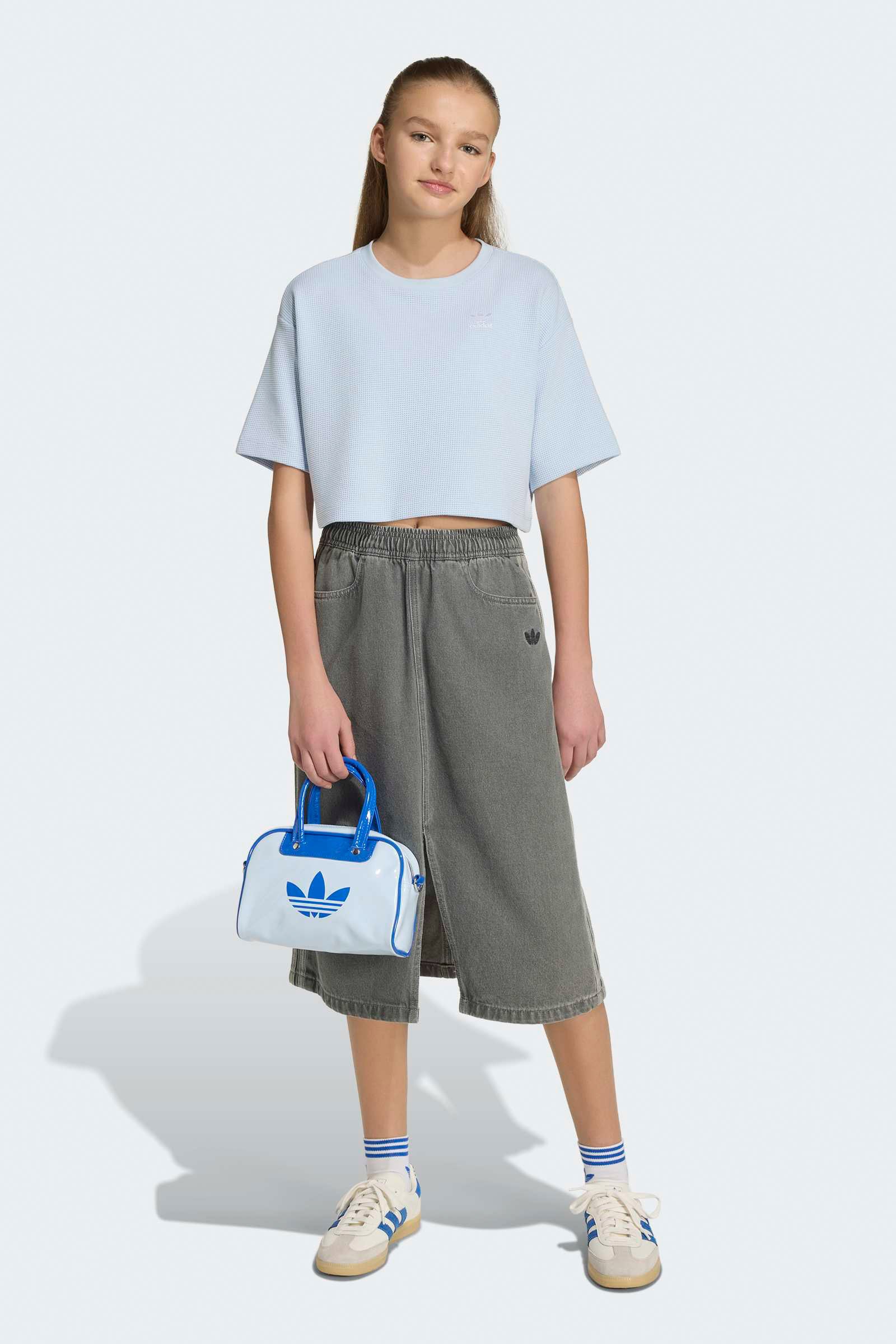 Crop T-Shirt mit Waffelstruktur - Crystal Sky