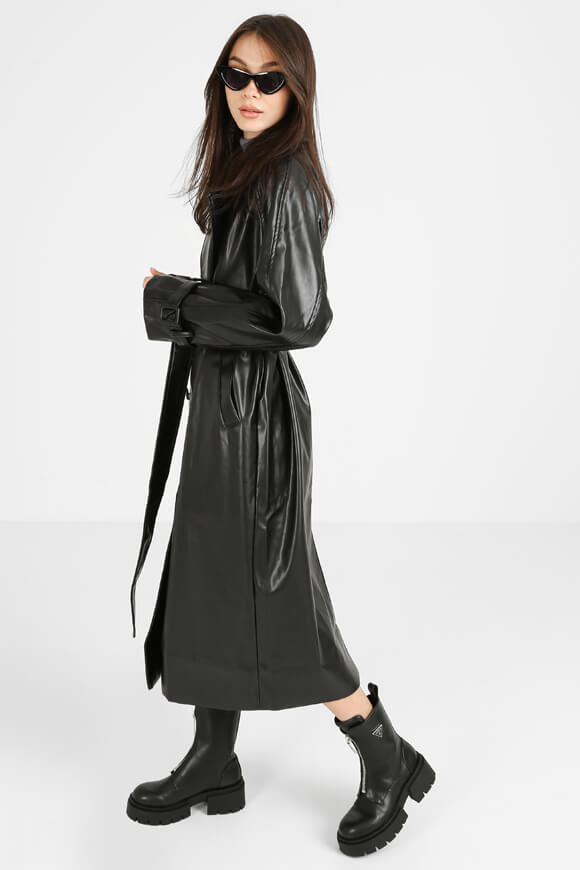 Trenchcoat en similicuir - Noir