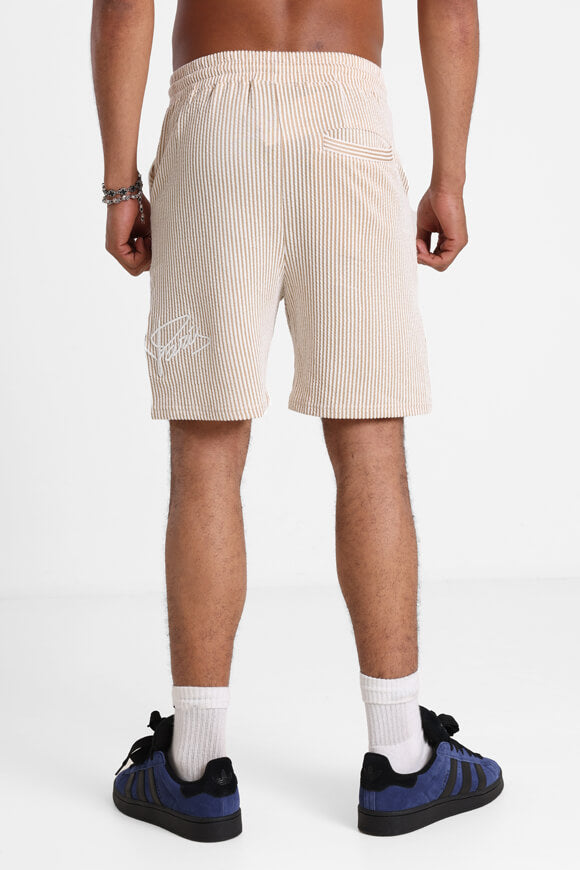 Shorts mit Strukturstoff - Beige + Offwhite