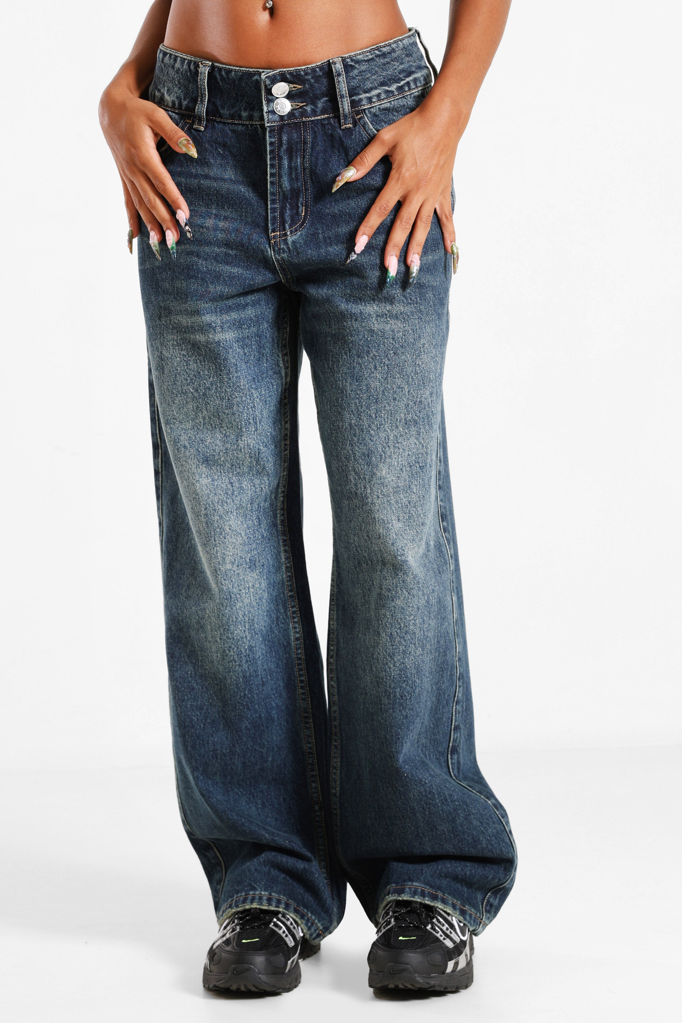 Jeans a taglio dritto - Bleu foncé délavé