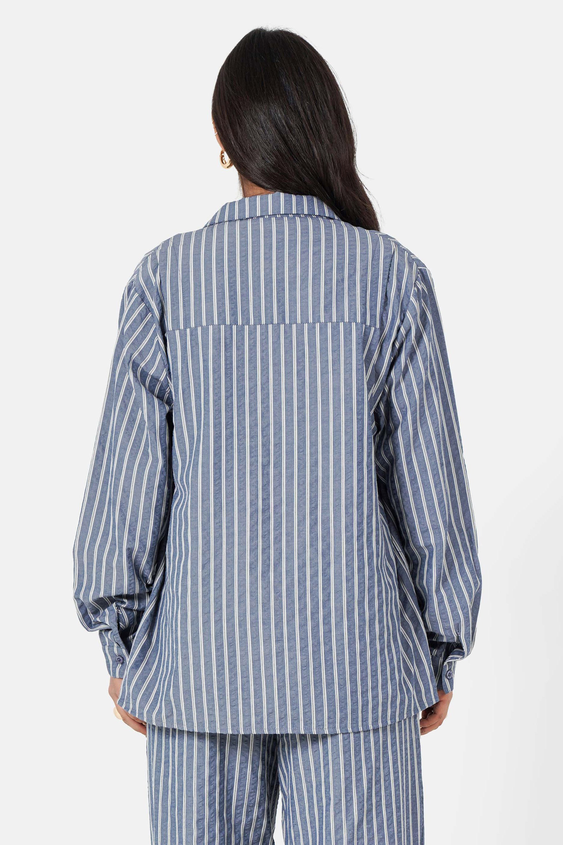 Stripes 6 Heart Strukturiertes Hemd - Blue