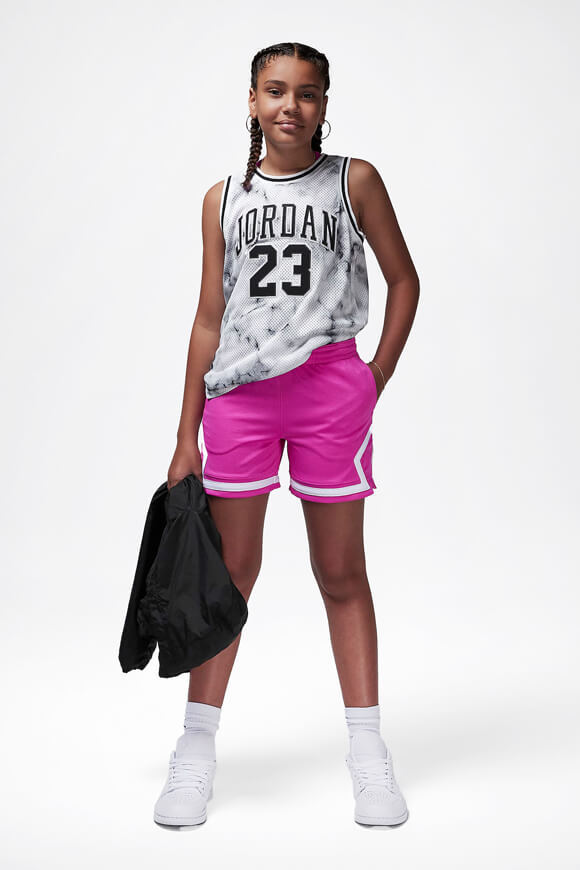 Diamond short en mesh - Fire Pink + White