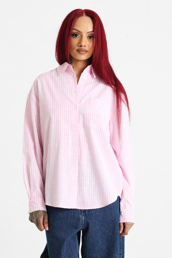 Camicia oversize - rosa + bianco