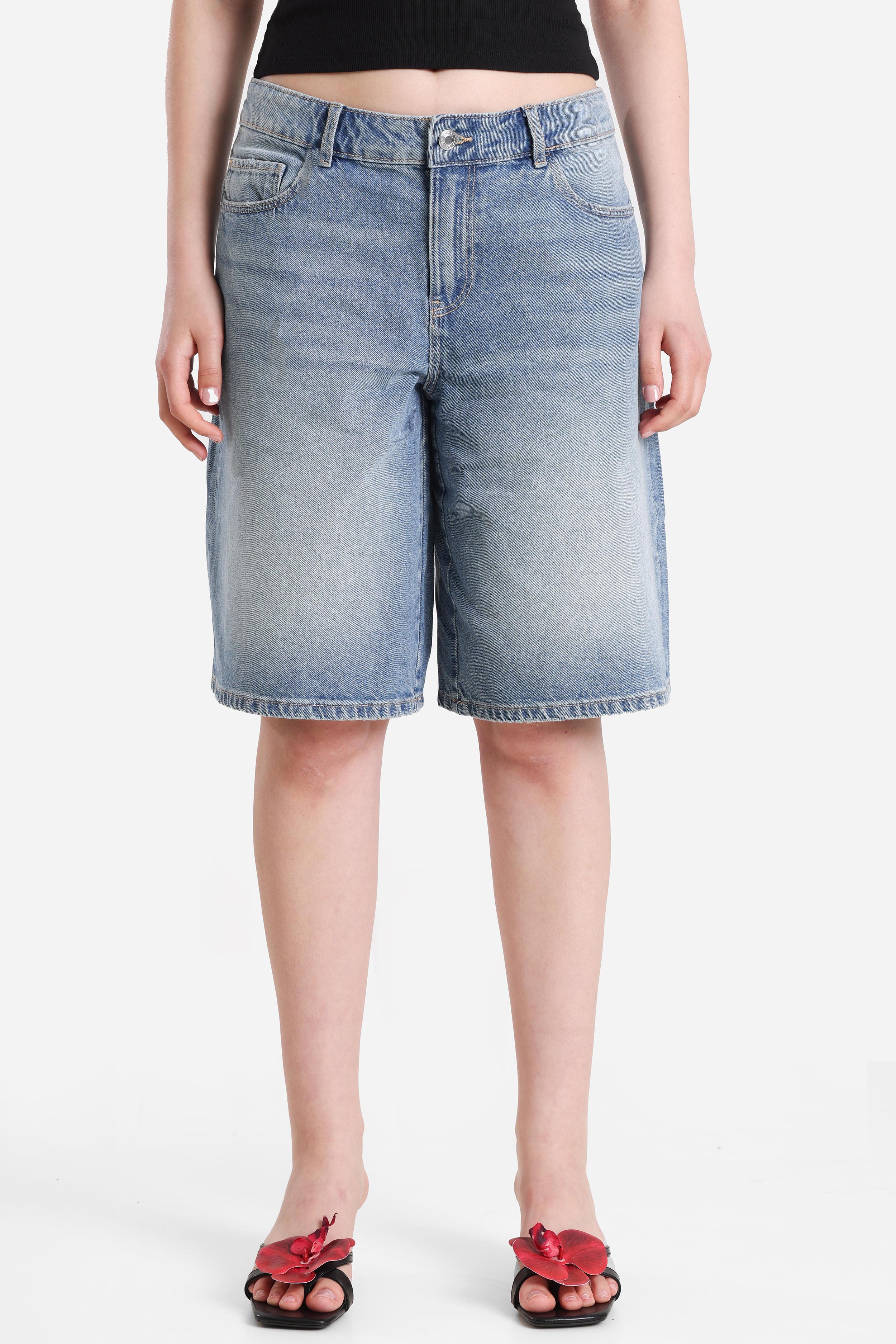 Jeans Bermudashorts - Medium Indigo Wash